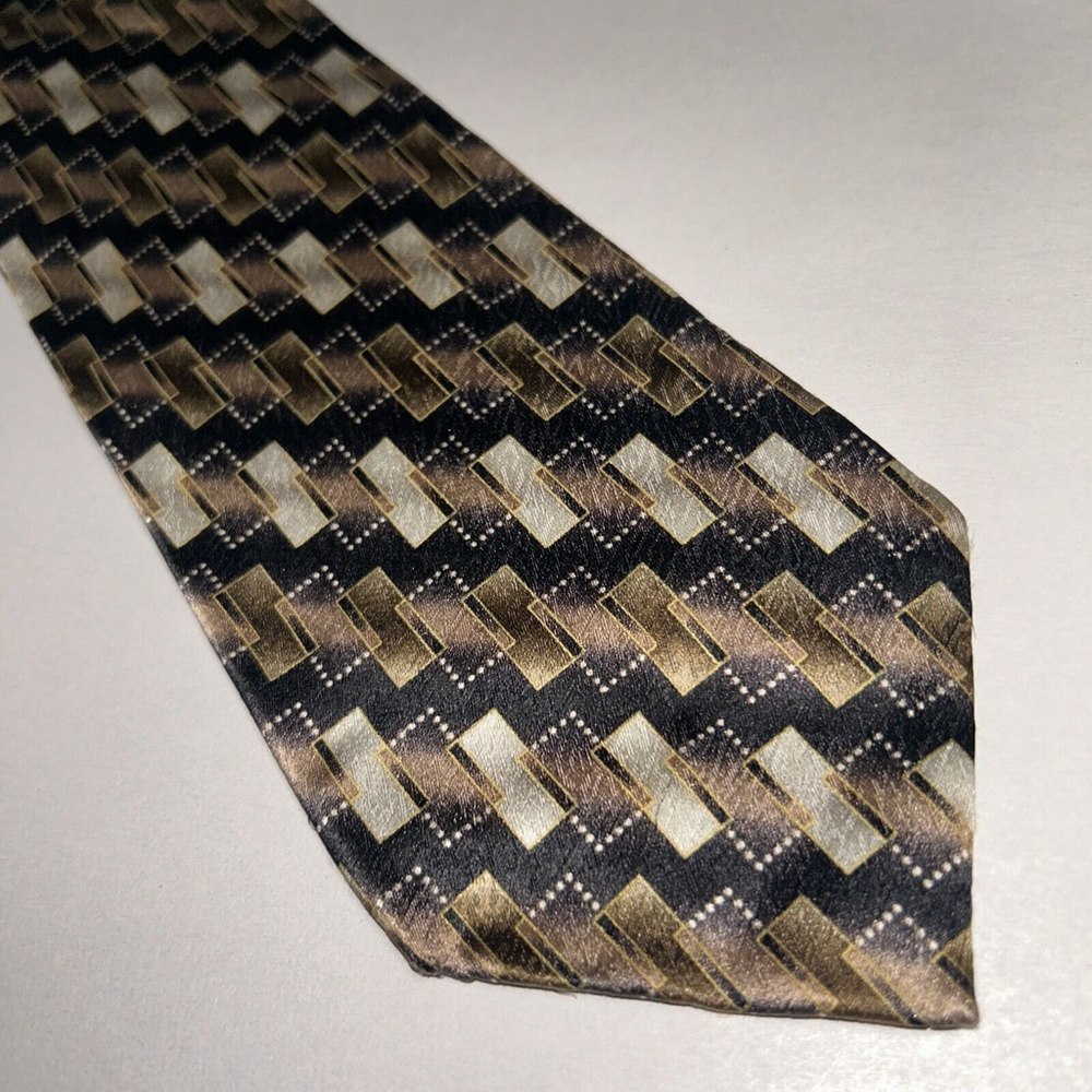 Pierre Cardin Silk Tie Shades Of Brown Cascading Cubes